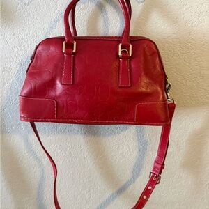 Red Leather Coach Handbag